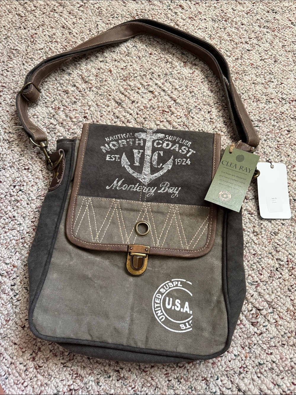 Clea Ray Canvas Messenger Bag - Brown